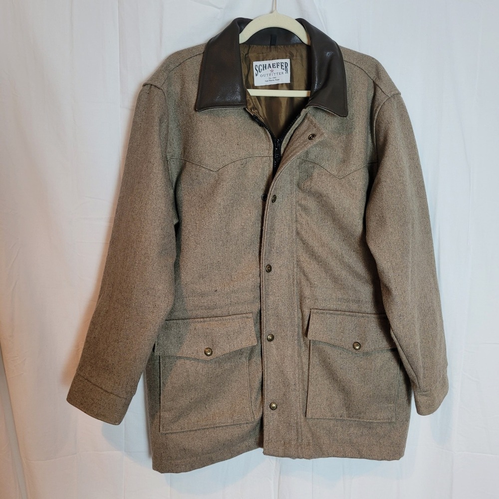 Schaefer Outfitter Men Original Drifter Coat Wool Leather Collar Western Rancher